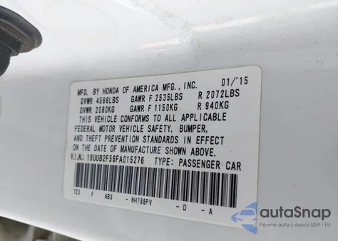 2015 Acura Tlx V6 Tech из США, поврежденный, VIN 19UUB2F56FA015276